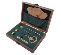 TOPINCN Vintage Stickerei-Scheren-Set mit Edelstahlklingen, Fingerhüten, Nadeln, Ahle, Stopfnadel, Fadenschneider, Wickelbrett für Nähhandarbeiten