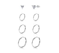 Toplstud Ohrringe Set für Mehrere Ohrlöcher, 3 Paar Sterling Silber 925 Creolen 1 Paar Ohrstecker Set, Hypoallergen Gesundheitsstecker Unisex Ohrringe für Damen Mädchen Herren