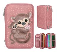 TOPModel 3 Fach Federtasche Affen Applikation JUICY