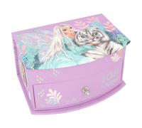 Depesche 12718 TOPModel Fantasy Tiger - Kleines Schmuckkästchen in Lila, mit Feen-Motiv, Schmuckbox mit Spiegel und Klappdeckel