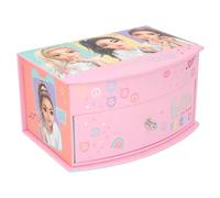 Depesche 12719 TOPModel Snap Shots - Kleines Schmuckkästchen in Rosa mit Model-Motiv und farbenfrohem Design, Schmuckbox mit Spiegel und Klappdeckel