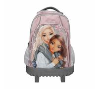 Depesche 13317 TOPModel My BFF - Schulrucksack Trolley in Rosa und Grau, mit Model Motiv und Glitzer, Schultasche mit Teleskopgriff und Rollen