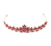 TOPPERFUN 1 PCS Haarschmuck Damen Hochzeit, Krone Rot Tiara Gold, Strass Haarreif Stirnband Damen, Prinzessin Diadem Kopfschmuck für Abschlussball, Brautparty und Show, 5.7 x 4.7 x 1.3"