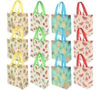 TOPPERFUN 12 Wiederverwendbare Einkaufstaschen aus Wasserfestem Vliesstoff mit Henkel Modische Obstmuster Faltbar und Großvolumig für Täglichen Einkauf