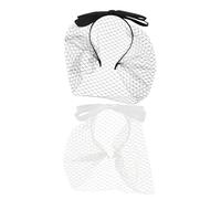 TOPPERFUN 2 Stück Netz Schleier Haarband mit Satin Schleife Verstellbares Weiß Schwarzes Stirnband aus Weichem Stoff Atmungsaktiv für Damen Hochzeit und Festliche Anlässe
