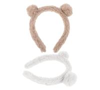 TOPPERFUN 2 Stück pack Flauschige Bärenohren Haarreifen für Damen Weiches Plüsch Stirnband Elastisch Vielseitiges Tierhaar Accessoire für Make Up Gesichtspflege und Cosplay