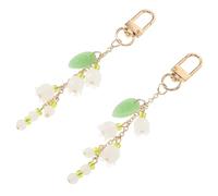 TOPPERFUN 2 Stück Pack Maiglöckchen Schlüsselanhänger aus Metall Leichter Taschenanhänger mit Karabiner Dekorativer Schlüsselring für Auto und Rucksack