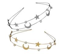TOPPERFUN 2 Stück Strass Haarreif aus Legierung mit Stern und Mondverzierung Dünne Glitzer Haarbänder für Damen Brauthaarband für Hochzeit Party und Fotoshooting