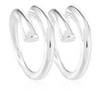 TOPPERFUN 2 Stück Verstellbare Offene Silberringe Damen Fingerringe Modische Einfache Stapelringe Verstellbar Schmuck Geschenk für Frauen Alltag Party