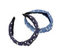 TOPPERFUN 2stücke Perlenstirnband für Damen Geknotetes Haarbänders Stirnbänder mit Perlen Elegante Haaraccessoires für Frauen Dekorative Stirnbänder für Alltag und Besondere Anlässe