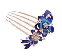TOPPERFUN Blumen Haarkamm Braut Haarschmuck Strass Blau Hochsteckfrisuren Seitenkamm Hochzeit Damen Schmuck Brautjungfern Kopfschmuck