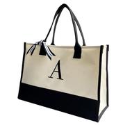 TOPPERFUN Große Canvas Schultertasche Damen Tote Bag Extra Geräumig Leichte Einkaufstasche mit Innentasche Alltags Shopper für Schule Reisen Büro und Freizeit