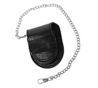 TOPPERFUN Retro Bauchtasche mit Taschenuhrfach aus Schwarzem Bambus Leder Kleine Gürteltasche mit Kette Verschleißfest und Praktisch für Damen Reise