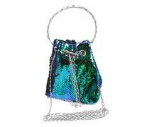 TOPPERFUN Schlichte Damen-beuteltasche Mit Pailletten Mini-umhängetasche Aus Textil Mit Kette Blau Modisches Design Für Alltag Büro Und Reisen Platz Für Handy Portemonnaie Und Mehr