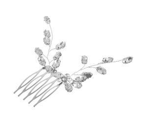 TOPPERFUN Strass Haarkamm Silber mit Blattmotiv Seitlicher Braut Haarkamm aus Metall Hochzeits Haaraccessoire mit Pflaumenblüten Langlebiger Schmuck für Damen