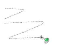 TOPPERFUN Swan Shape Necklace Damen Grünjade Anhänger Zirkonia Schmuck Leicht Elegant Für Alltag Party Geschenk