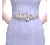 TOPQUEEN Strass und Perle Gürtel für Hochzeit Schärpe Blumenmädchen Schärpe Besondere Anlässe Kleider sein Schärpe für Brautkleid (Weiß)