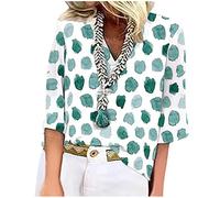 Tops Damen Damen T-Shirt 3/4 Arm Blusen Shirt mit Allover-Minimal Print Lose Stretch Casual Oberteil Basic Tops Tshirt
