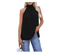 Tops Für Damen,Damen-Polyester-Bluse, Sommer-Ballon-Ärmellose Hemden, Rundhalsausschnitt, Plissierte Oberteile, Elegante Bluse, T-Shirt-Jacke, Lockere Bluse, Tunika, Sweatshirt-Oberteile Für Damen,