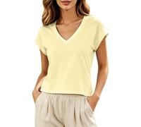 Tops FüR Damen Elegant - Lässiges Damen T-Shirt mit kurzen Ärmeln V Ausschnitt für Alltag Büro Leichtes Stricktop bietet bequemen ideal für sommerliche Freizeitaktivitäten vielseitig kombinierbar