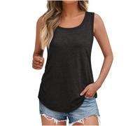 Tops FüR Damen Elegant Top ÄRmelloses Tanktops Frauen Scoop Neck Shirts Sommer Lockere Passform T-Shirt Basic Solide Sommermode Bluse Sporttop Mit UnregelmäßIgem Saum Oberteile FüR Urlaub