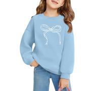 Tops für Damen Longsleeve Schulterfreies Clean Baumwolle Fashion Crop Top Langarm Coquette 2000s 2000er Basic Cartoon Kinderkleidung Funktionsshirt Sportshirt Langarm Kinder Blau