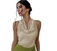 Tops Für Damen,Seidensatin-Neckholder-Top Für Damen, Sommer, Wasserfallausschnitt, Rückenbindeband, Ausgehbluse, Sexy, Ärmellos, Business, Elegant, Lässig, Perfekt Für Partys, Valentinstag, Ap