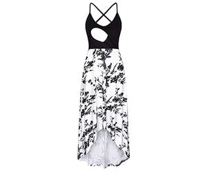 Tops Für Damen Stillendes Sommerkleid mit Blumenmuster für Damen Umstandskleider Ärmelloses Umstandskleid mit bedruckter Schlinge in Kontrastfarbe Schwangerschaft Kleidung Sommer (White, L)