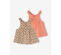 Tops Mädchen Baby 2er-Pack Bio-Baumwolle beige leo/koralle Gr. 62 von vertbaudet