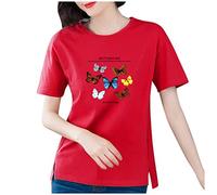 Tops, T-Shirts & Blusen für Damen - Bluse Damen Fashion Women Casual Short Sleeve Printed O Neck Blouse Ladies T Shirt Tops Damen Tshirt Kleidung Frauen Sommer Shirt Frau Teenager Mädchen T-Shirt