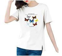 Tops, T-Shirts & Blusen für Damen - Bluse Damen Fashion Women Casual Short Sleeve Printed O Neck Blouse Ladies T Shirt Tops Damen Tshirt Kleidung Frauen Sommer Shirt Frau Teenager Mädchen T-Shirt