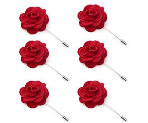 TOPTIE 6 Stück Anstecknadel Handgemachte Kamelie, Blumen Boutonniere Hochzeit, Ansteckblume, Hochzeitsanstecker Brosche Herren Revers Blume für Braut Brautjungfer Gäste Damen