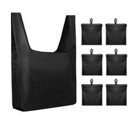TopTie 6 Stück Faltbare Einkaufstaschen Wiederverwendbare Einkaufstaschen Mini Maxi Shopper Polyestertaschen für Einkäufe, Reisen- Schwarz
