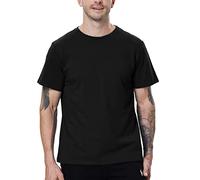 TopTie Herren Kurzarm Rundhals T-Shirt Ultra Cotton Slim Fit, Schwarz , L