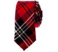 TopTie Schottenkaro Krawatte Unisex Retro Krawatte Schwarz und Rot Tie für Hochzeit Business