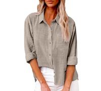 topuersaiv Elegante Bluse für Damen aus Musselin, Kurzarm Blusen für den Sommer, Tuniken für Freizeit, Oversized Hemdbluse, Longbluse für warme Tage, ideal für Leggings und Alltag