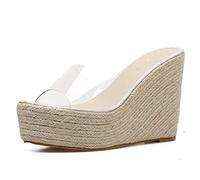 Toride Damen Plateausandalen Sommer Dicker Boden Transparente Hausschuhe Outdoor Lässig Slip-on High Heels Party Keilabsatz Offene Schuhe