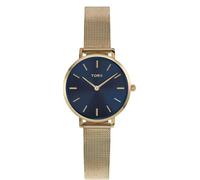 TORII Damenuhr Blau Edelstahl - rund Quarz G28GS.NG Milanaise-Armband Strichindizes wasserdicht 50 m