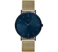TORII Damenuhr Blau Edelstahl - rund Quarz N38GM.NN Milanaise-Armband Strichindizes wasserdicht 50 m