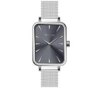TORII Damenuhr Grau Edelstahl - rechteckig Quarz S20SS.AS Milanaise-Armband Strichindizes wasserdicht 30 m
