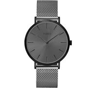 TORII Damenuhr Grau Edelstahl - rund Quarz B38SM.AB Milanaise-Armband Strichindizes wasserdicht 50 m