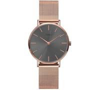 TORII Damenuhr Grau Edelstahl - rund Quarz R34RS.AR Milanaise-Armband Strichindizes wasserdicht 50 m