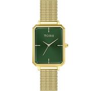 TORII Damenuhr Grün Edelstahl - rechteckig Quarz G23GS.F4 Milanaise-Armband Strichindizes wasserdicht 30 m