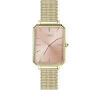 TORII Damenuhr Roségold Edelstahl - rechteckig Quarz G23GS.RG Milanaise-Armband Strichindizes wasserdicht 30 m