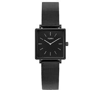 TORII Damenuhr Schwarz Edelstahl - quadratisch Quarz B30BM.BB Milanaise-Armband Strichindizes wasserdicht 50 m