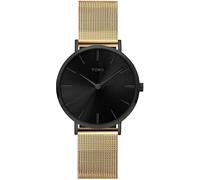 TORII Damenuhr Schwarz Edelstahl - rund Quarz B34GS.BB Milanaise-Armband Strichindizes wasserdicht 50 m