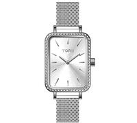 TORII Damenuhr Silber Edelstahl - rechteckig Quarz C20SS.OS Milanaise-Armband Strichindizes wasserdicht 30 m