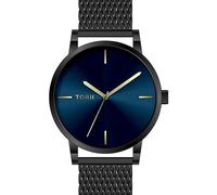 TORII Herrenuhr Blau Edelstahl - rund Quarz B41BG.N4 Milanaise-Armband Strichindizes wasserdicht 50 m