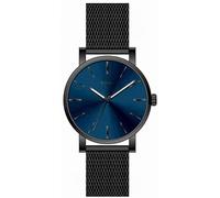 TORII Herrenuhr Blau Edelstahl - rund Quarz B45BG.NB Milanaise-Armband Strichindizes wasserdicht 100 m