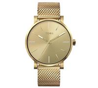 TORII Herrenuhr Gold Edelstahl - rund Quarz G45GG.GG Milanaise-Armband Strichindizes wasserdicht 100 m